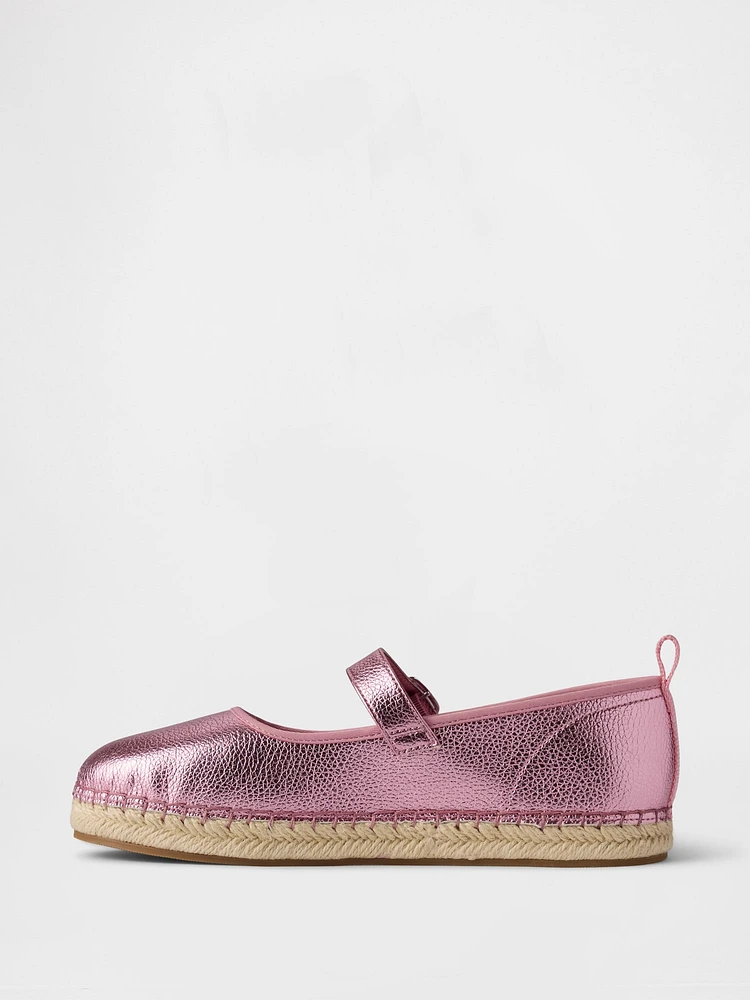 Kids Metallic Mary Jane Espadrilles