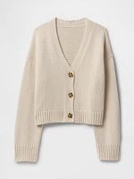 100% Cotton Cropped V-Neck Cardigan