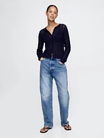 Linen-Blend Pointelle Cardigan