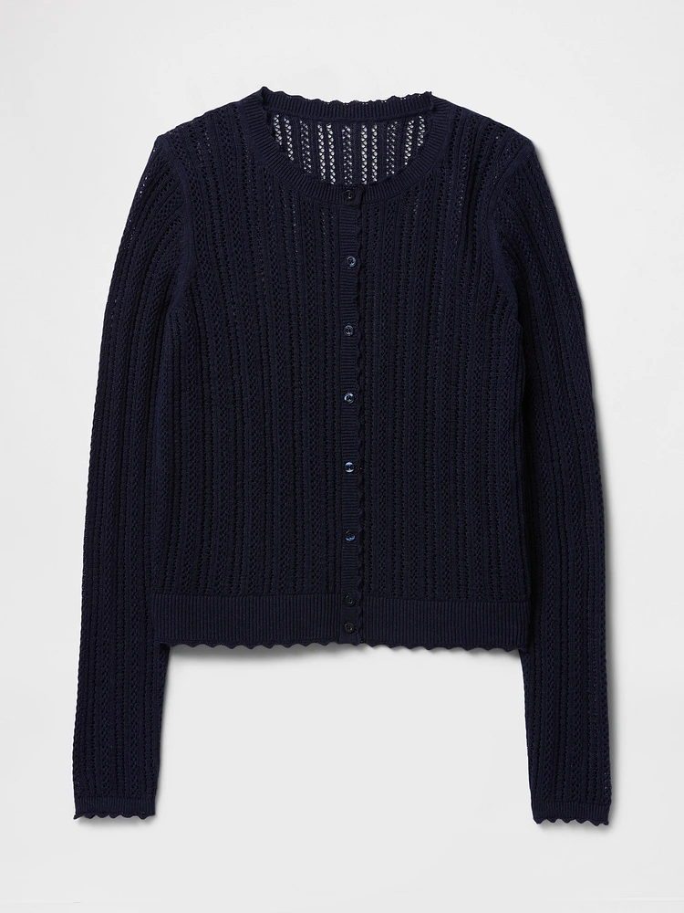 Linen-Blend Pointelle Cardigan