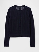Linen-Blend Pointelle Cardigan