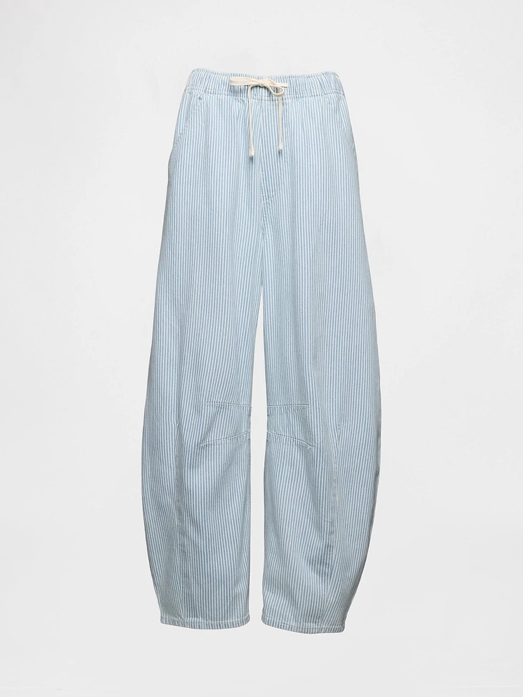 Mid Rise UltraSoft Denim Stripe Easy Horseshoe Jeans