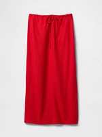 Linen-Blend Midi Skirt