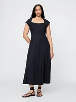 Linen-Blend Cap-Sleeve Maxi Dress