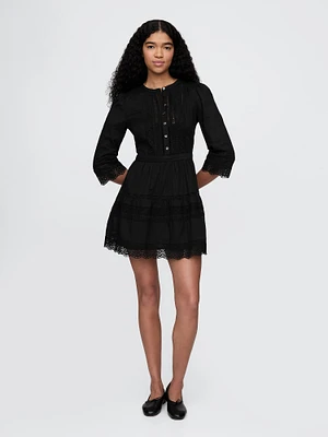 Lace-Trim Mini Dress