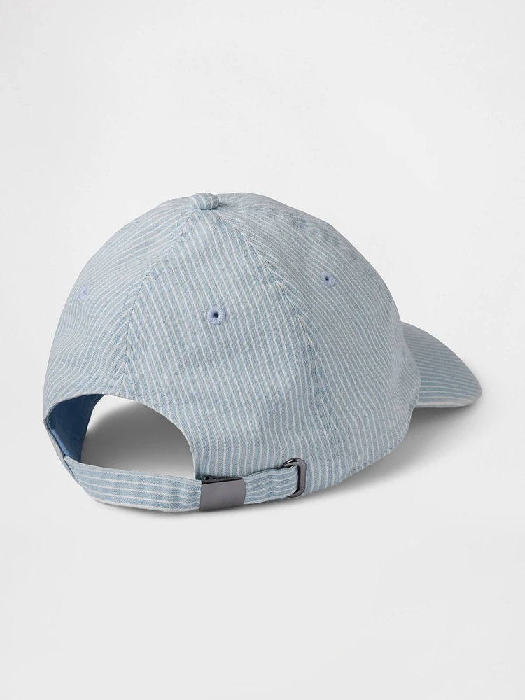 Casquette de baseball en denim à fines rayures