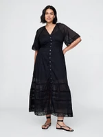 Lace-Trim Midi Dress