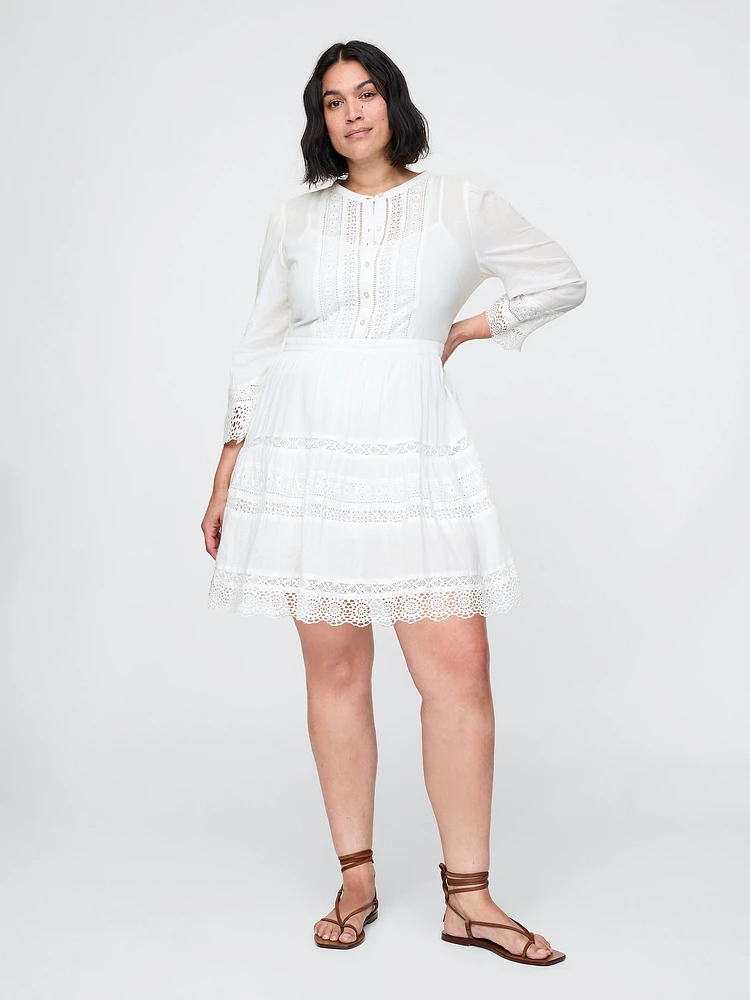 Lace-Trim Mini Dress