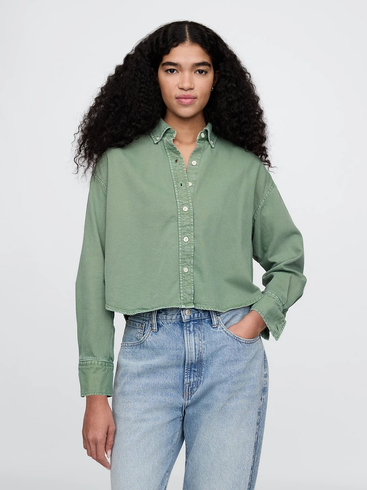 UltraSoft Denim Cropped Swing Shirt