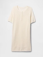 Linen-Blend Pointelle Dress