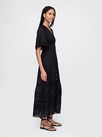 Lace-Trim Midi Dress