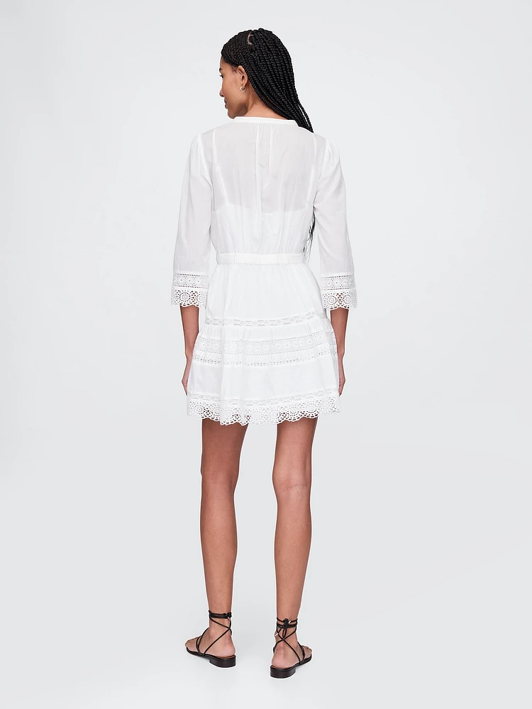 Lace-Trim Mini Dress