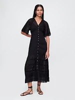 Lace-Trim Midi Dress