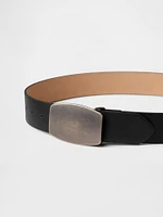 Vegan Leather Flat Buckle Belt