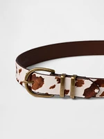 Cow Print Calf Hair Belt