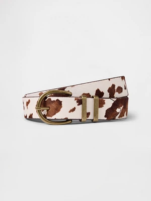 Cow Print Calf Hair Belt