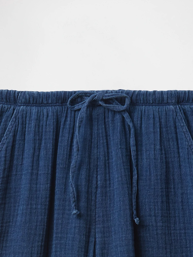 Kids Crinkle Gauze Denim Baggy Pants