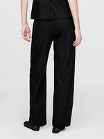 Linen-Blend Relaxed Straight Ankle Pants