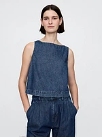 UltraSoft Denim Cropped Shell Tank Top