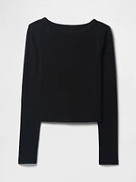 Heavyweight Rib Cropped Boatneck T-Shirt