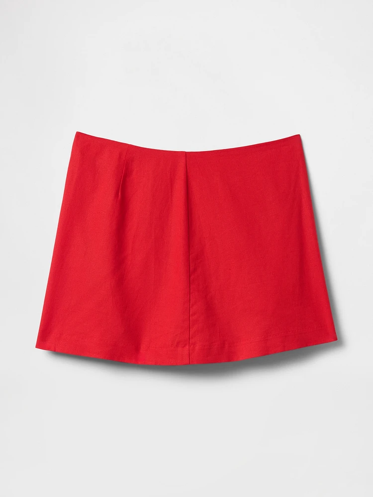 Linen-Blend Mini Skort
