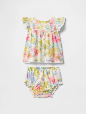 Baby Linen-Cotton Ruffle Outfit Set