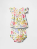 Baby Linen-Cotton Ruffle Outfit Set