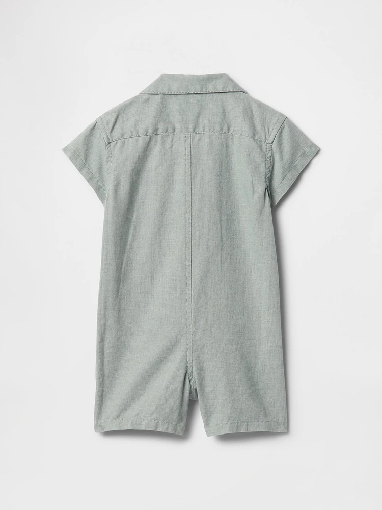 Baby Linen-Cotton Cabana Shorty One-Piece