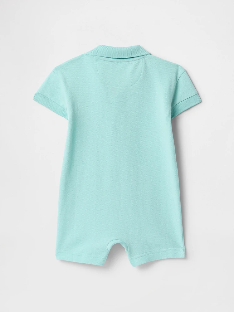 Baby Pique Polo Shirt Shorty One-Piece
