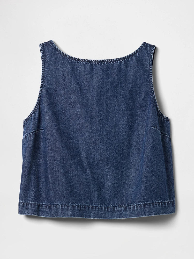 UltraSoft Denim Crop Shell Tank Top