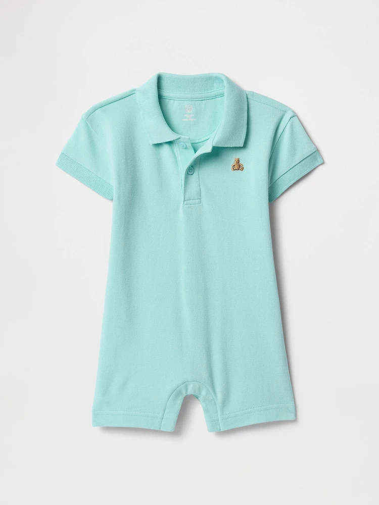 Baby Pique Polo Shirt Shorty One-Piece