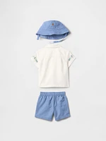 Baby Linen-Cotton Embroidered Outfit Set