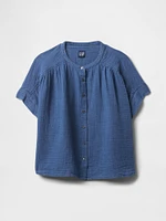 Crinkle Gauze Denim Shirt