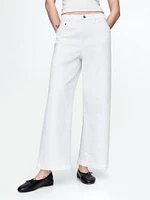 High Rise Stride Wide-Leg Ankle Jeans