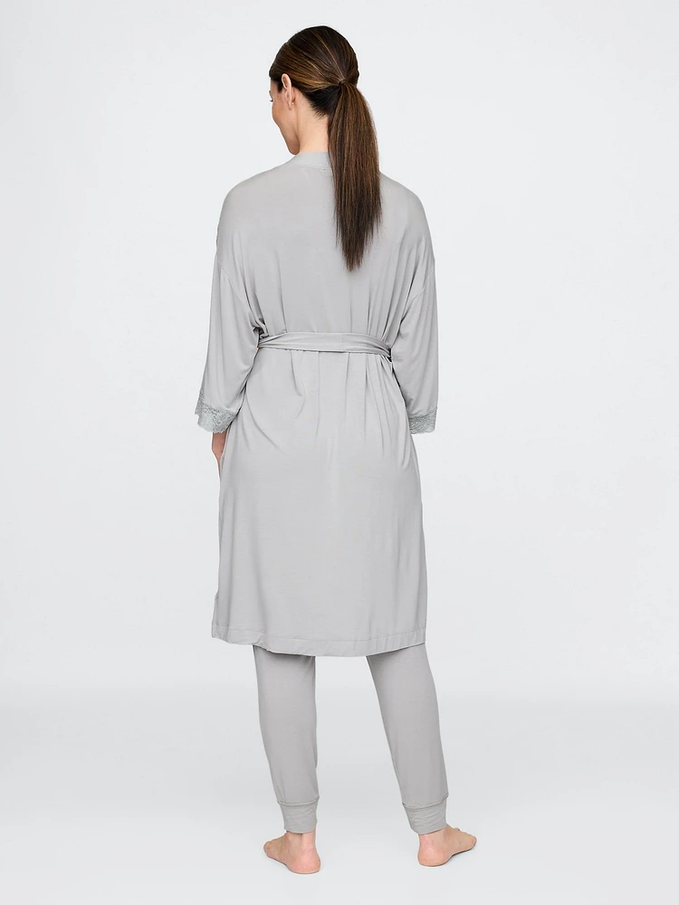 Maternity Lace Trim Robe Modal
