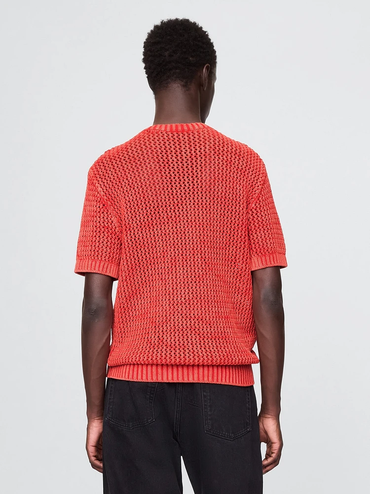 Crochet Mesh Crewneck T-Shirt