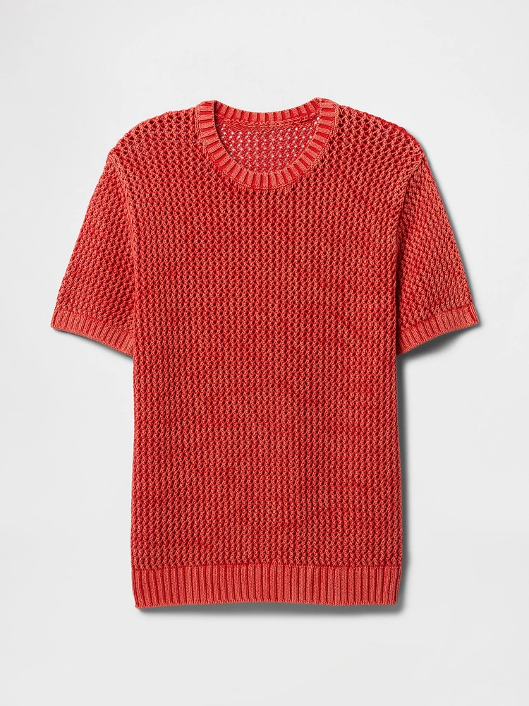 Crochet Mesh Crewneck T-Shirt