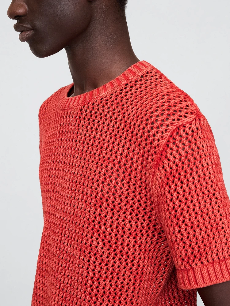 Crochet Mesh Crewneck T-Shirt