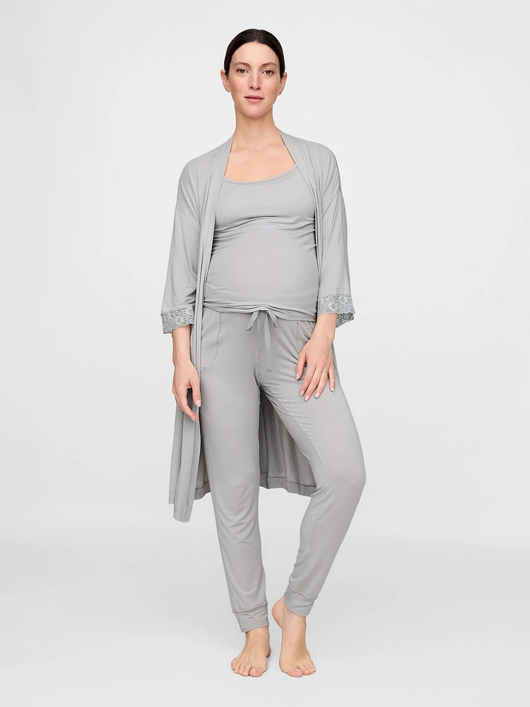 Maternity Lace Trim Robe Modal
