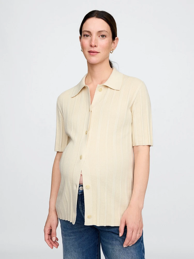 Maternity Rib Polo Shirt