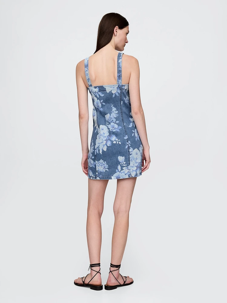 Denim Floral Mini Dress