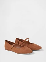 Vegan Suede Mary Jane Flats