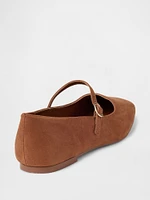 Vegan Suede Mary Jane Flats