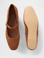 Vegan Suede Mary Jane Flats