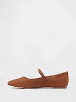 Vegan Suede Mary Jane Flats