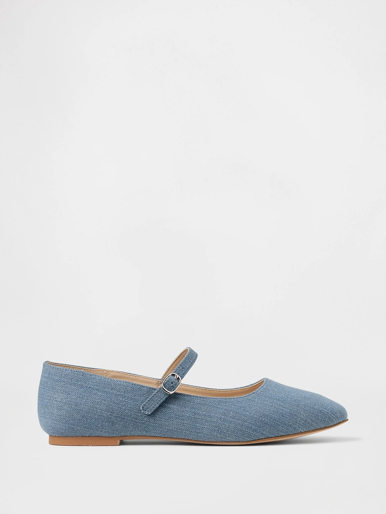 Denim Mary Jane Flats