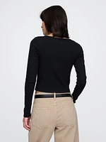 Heavyweight Rib Cropped Boatneck T-Shirt