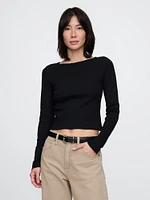 Heavyweight Rib Cropped Boatneck T-Shirt