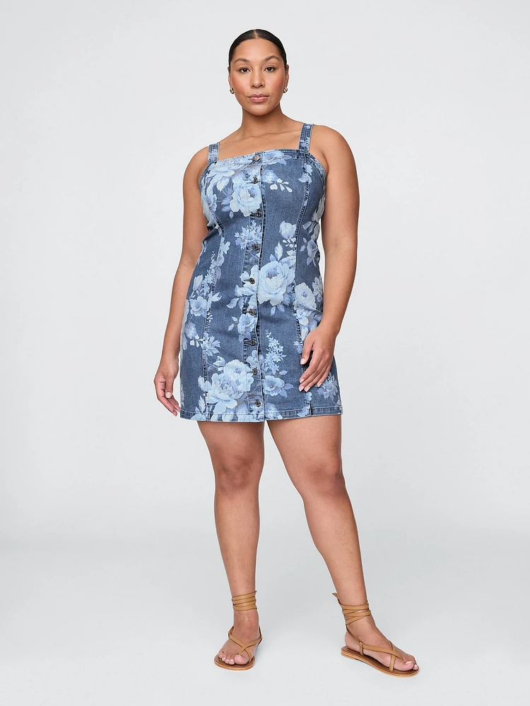 Denim Floral Mini Dress