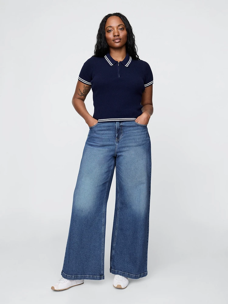 Sky High Rise Stride Wide-Leg Jeans